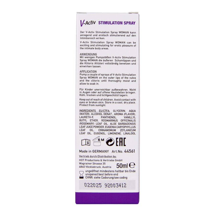 HOT - V-ACTIV SPRAY ESTIMULANTE PARA MUJER 50 ML - Imagen 3