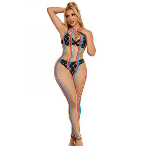 SUBBLIME - 952358 BODYSTOCKING DE REJILLA CUELLO HALTER ARCOIRIS XS/M