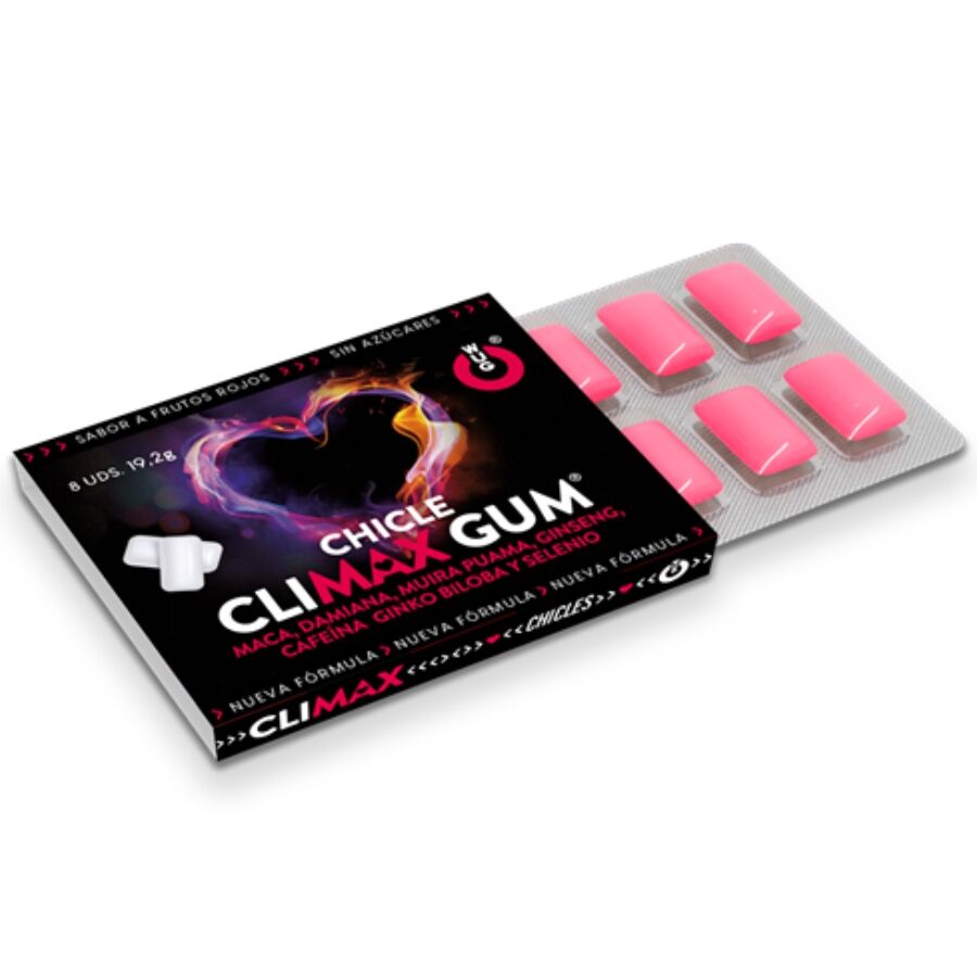 WUG Climax ? 1 X 8 UDS | Chicle funcional con Maca, Damiana y Ginseng para potenciar el deseo y la vitalidad íntima